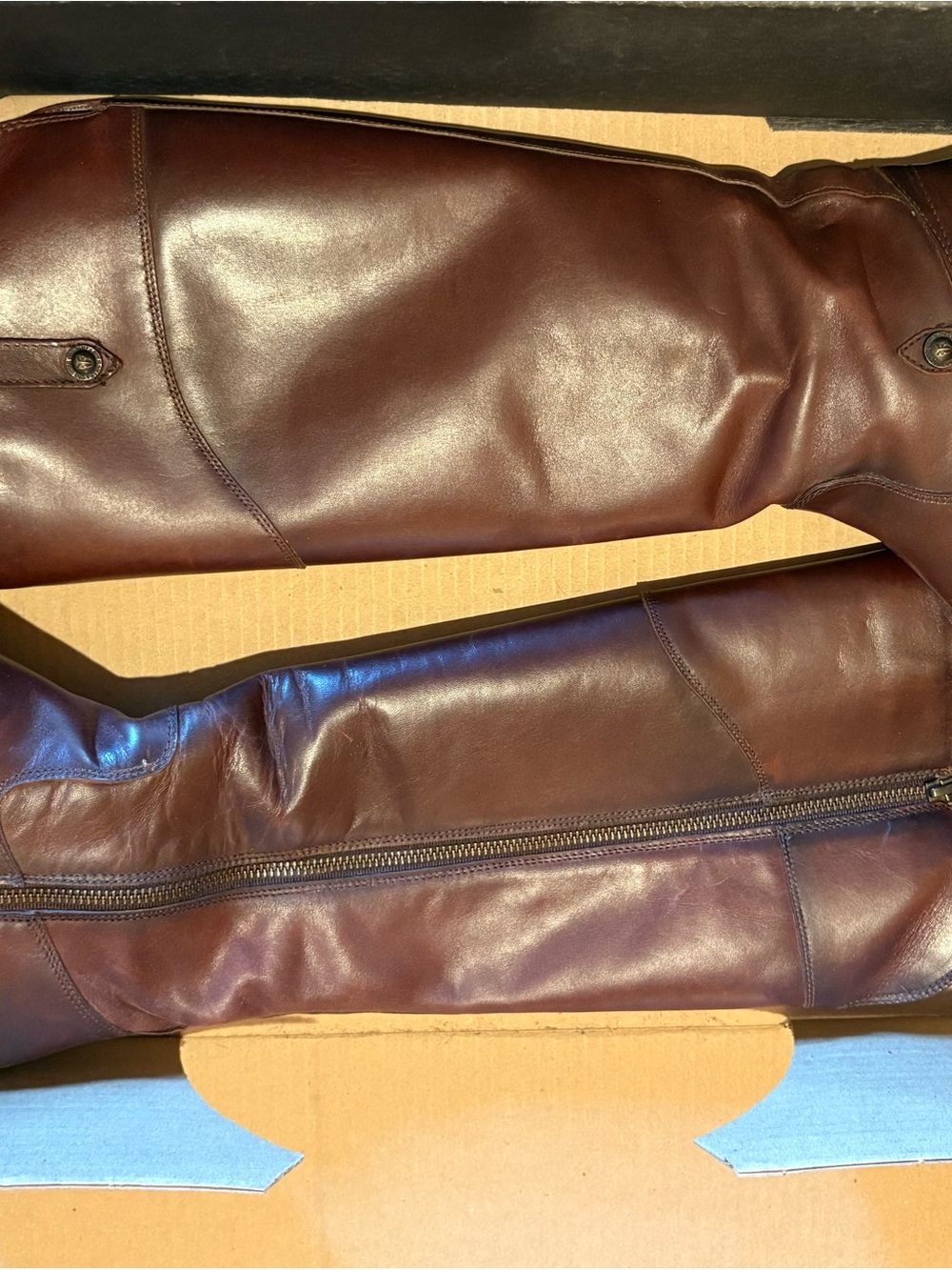 Frye women’s Melissa Tab Tall Leather Riding Boots - Brown Size M- 8.5 - Picture 6 of 10